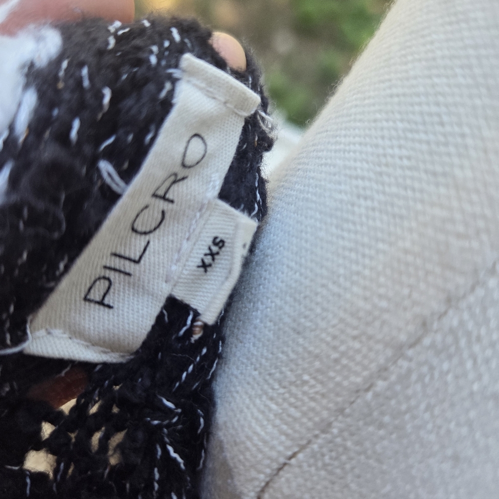 Pilcro Crochet Knit Black And White Striped Pull Over Sweater - Picture 5 of 6